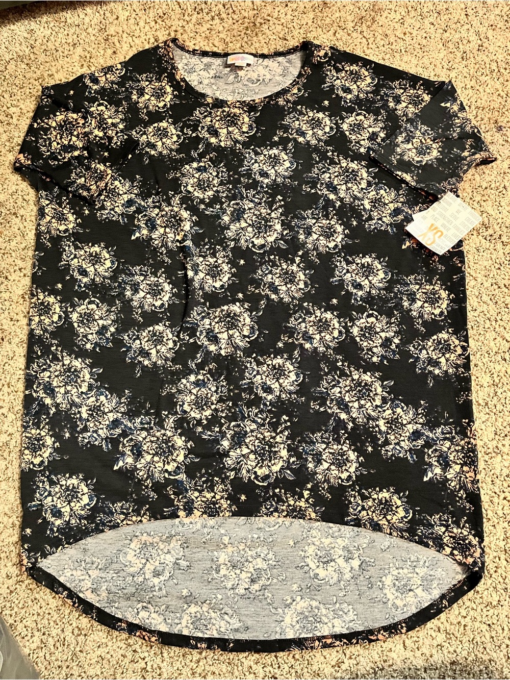 LuLaRoe Irma XS with Cream Floral Print
